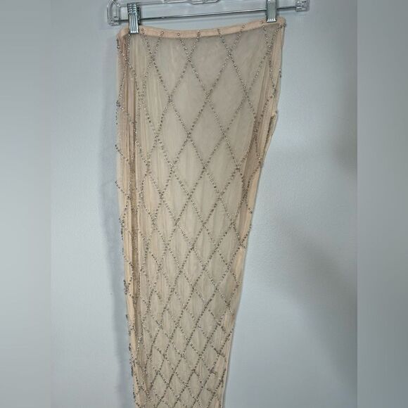 ASOS design Diamanté Side Slit Mesh Midi Skirt NWT - Picture 6 of 7